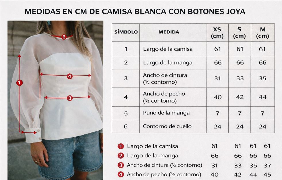 WHITE BLOUSE WITH JEWEL BUTTONS